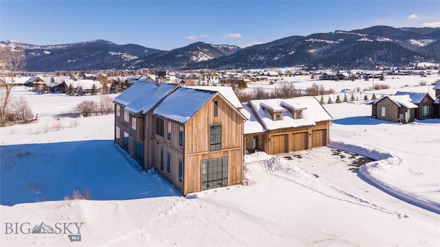 exterior space featuring a mountain view