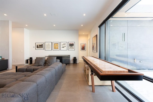 living area with recessed lighting