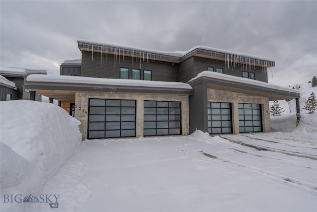 contemporary home with a garage