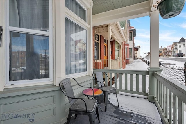deck with a residential view