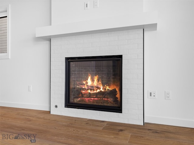 2820 S 30th Ave, Bozeman, MT 59718 - detailed view of a lit fireplace, wood finished floors, and baseboards