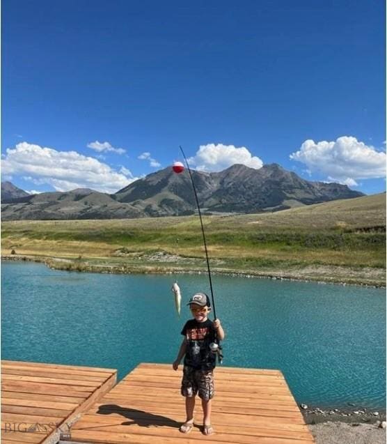 dock area with a water and mountain view