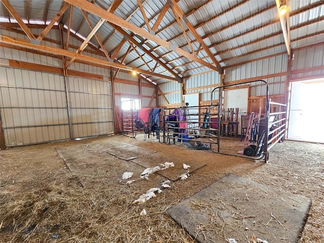 garage with metal wall