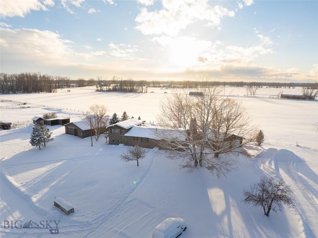 view of yard covered in snow