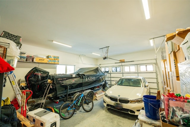 garage with a garage door opener