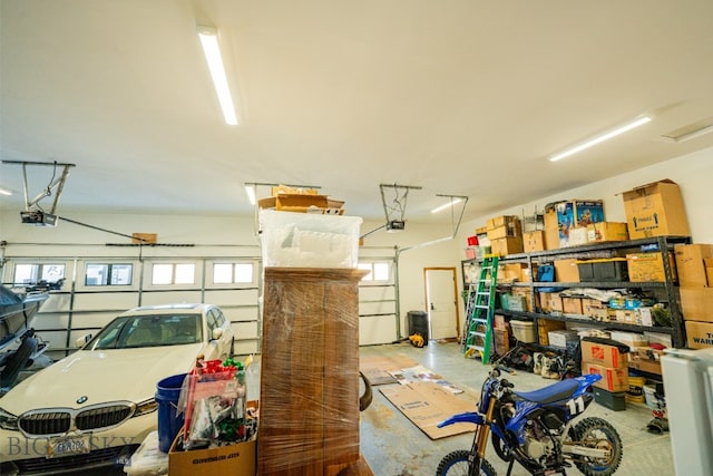 garage with a garage door opener