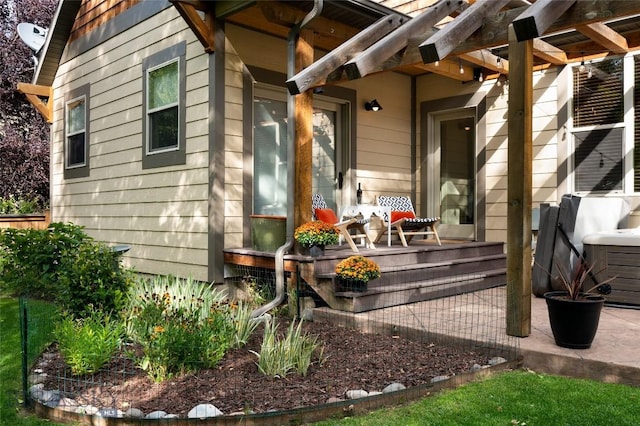 exterior space featuring a pergola