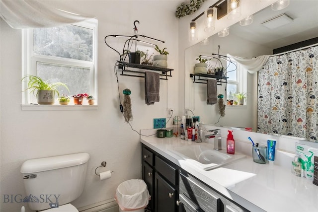 full bathroom with vanity and toilet