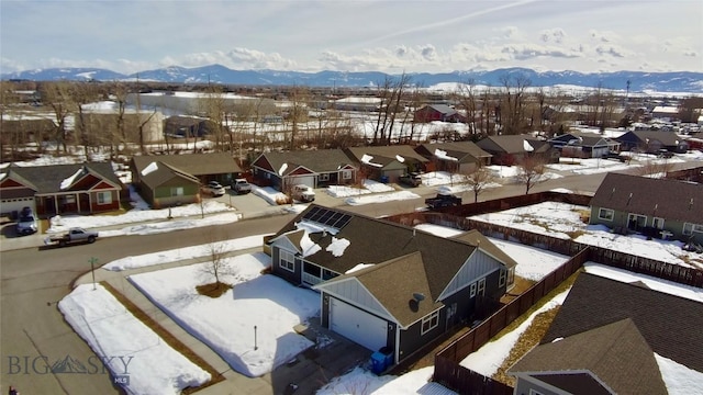 bird's eye view featuring a mountain view and a residential view