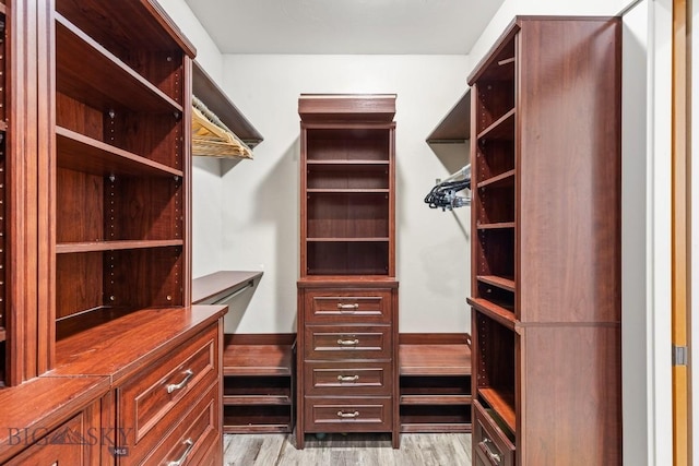 walk in closet featuring light wood-type flooring