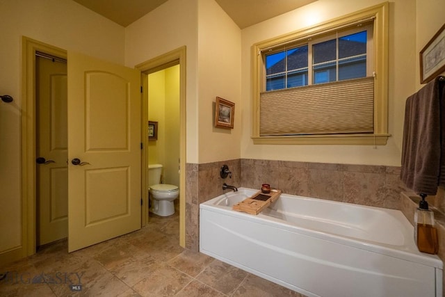 bathroom with a bath and toilet