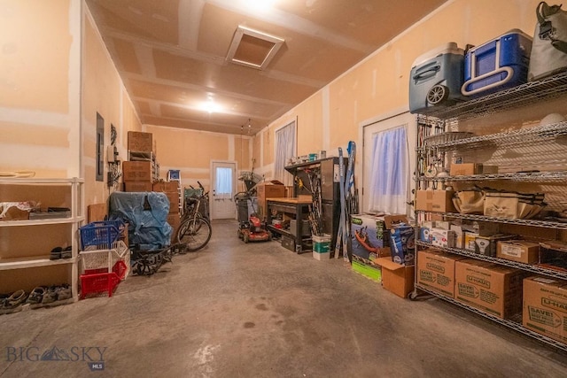 storage area featuring attic access