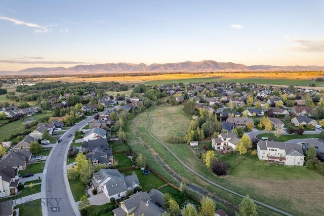 aerial view featuring a residential view and a mountain view