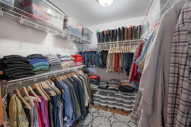 spacious closet featuring wood finished floors