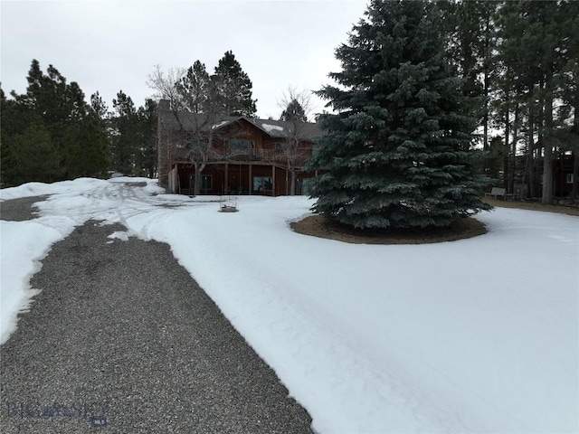 view of yard covered in snow