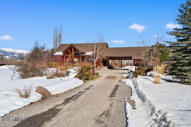 view of front of home with dirt driveway