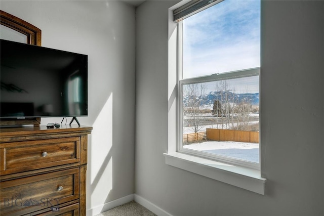 carpeted bedroom with multiple windows and baseboards