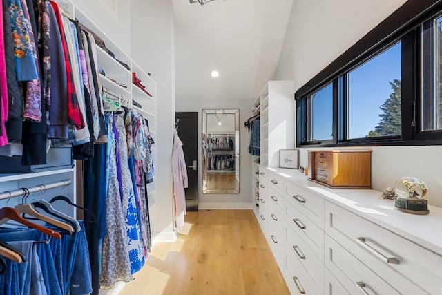 spacious closet featuring light wood-style flooring