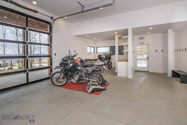 garage featuring recessed lighting