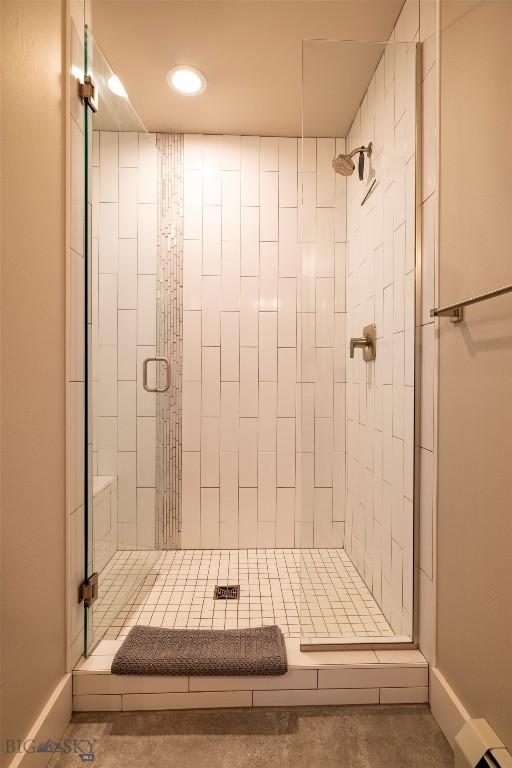 309 Meriwether, Bozeman, MT 59718 - full bath featuring baseboards, recessed lighting, and a shower stall