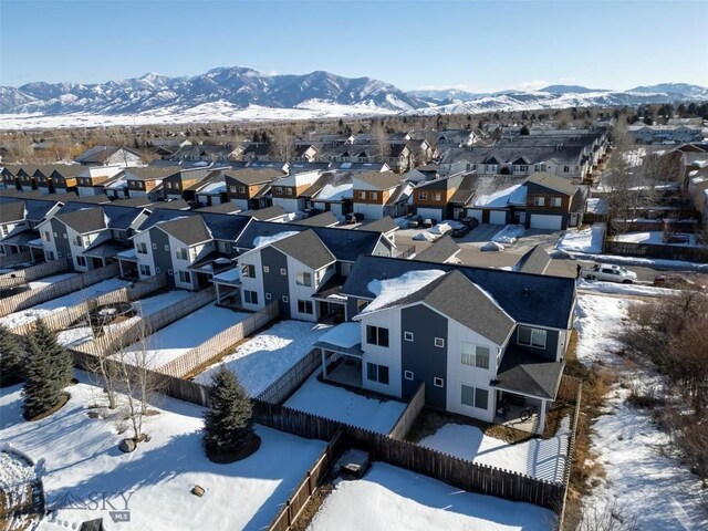 309 Meriwether, Bozeman, MT 59718 - snowy aerial view with a mountain view and a residential view