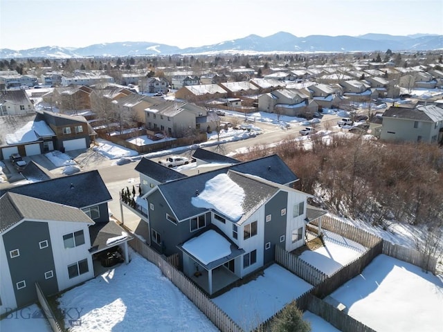 bird's eye view with a mountain view and a residential view