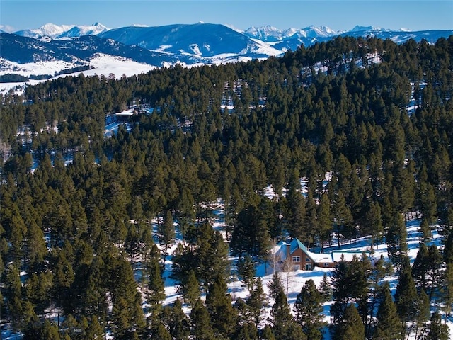 mountain view with a view of trees