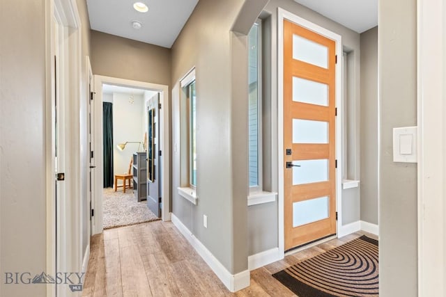 entrance foyer featuring baseboards and light wood-style floors