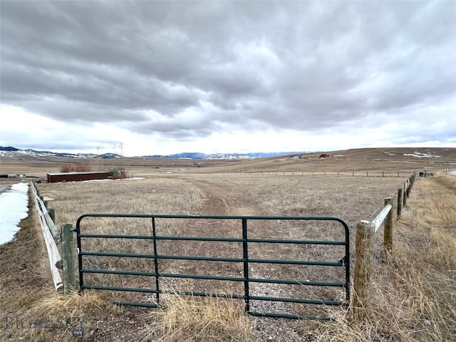 view of gate with a rural view