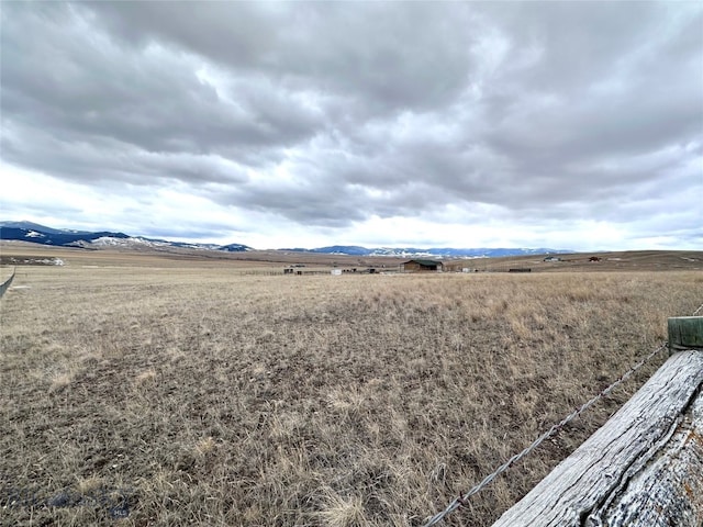 view of yard with a rural view and a mountain view