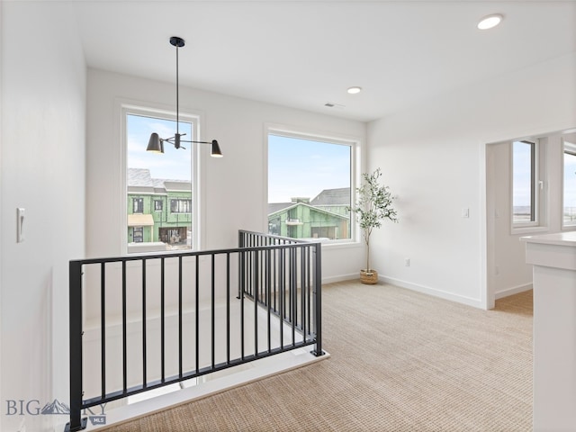 2824 S 30th Ave, Bozeman, MT 59718 - corridor featuring an upstairs landing, carpet, baseboards, and recessed lighting