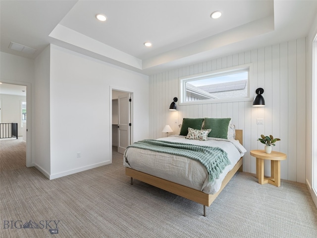 2824 S 30th Ave, Bozeman, MT 59718 - carpeted bedroom with a tray ceiling, recessed lighting, and baseboards
