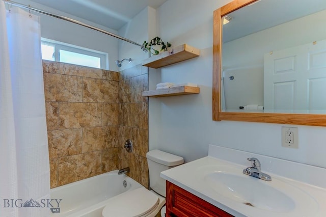 full bathroom featuring vanity, toilet, and shower / bath combo