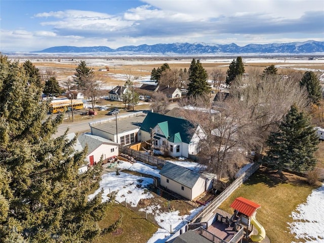 drone / aerial view with a mountain view