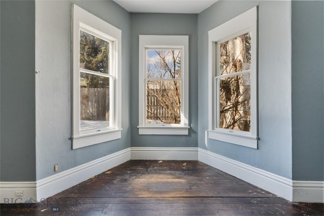 interior space with baseboards and hardwood / wood-style floors