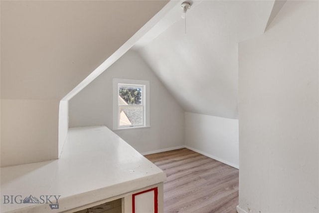 additional living space with lofted ceiling and light wood-style floors