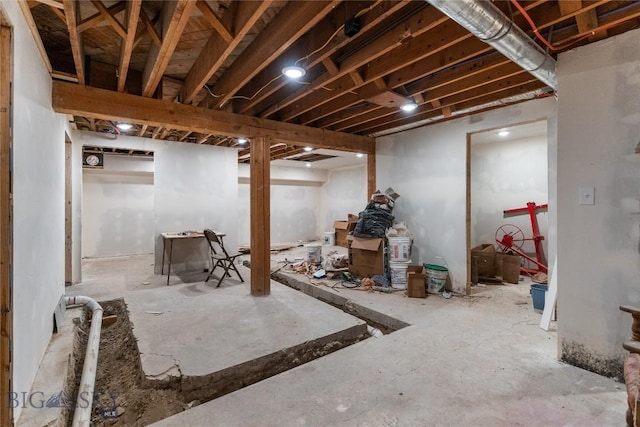 view of unfinished basement