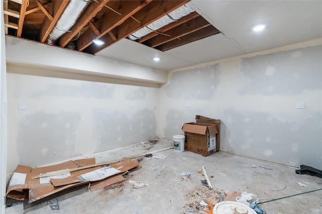 view of unfinished basement