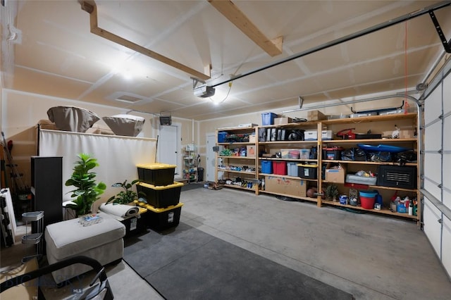 garage with a garage door opener