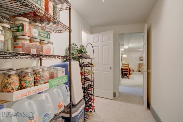 interior space with baseboards and carpet flooring