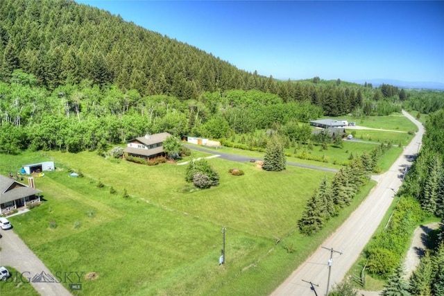 aerial view with a forest view