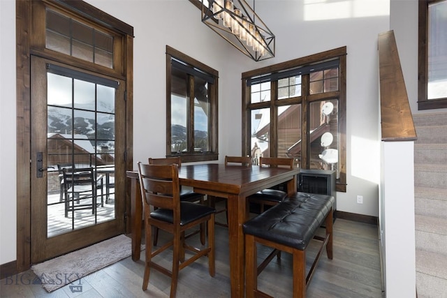 dining room with baseboards and wood finished floors