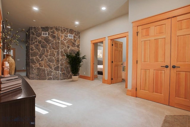 interior space with recessed lighting and carpet