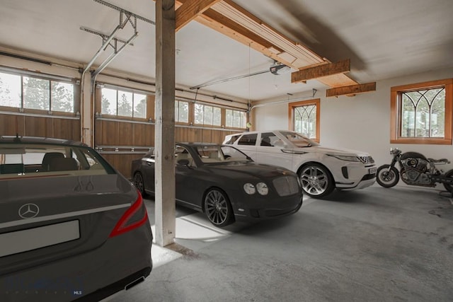 garage with a garage door opener