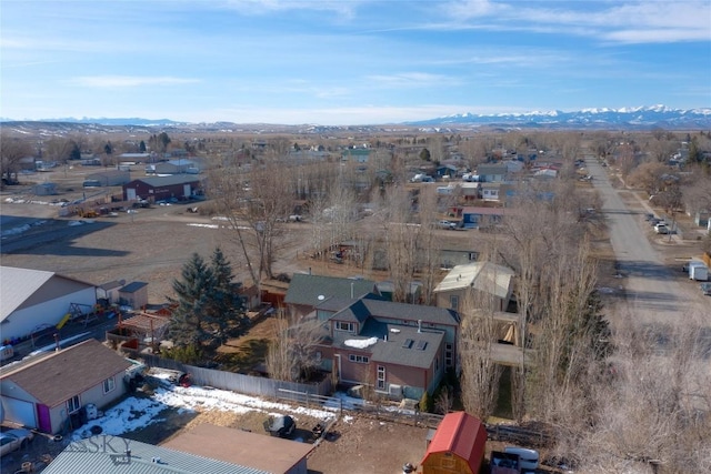 aerial view with a mountain view and a residential view