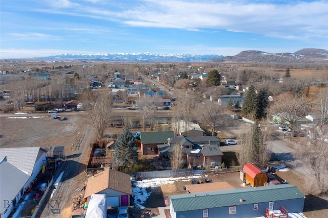 drone / aerial view with a mountain view and a residential view