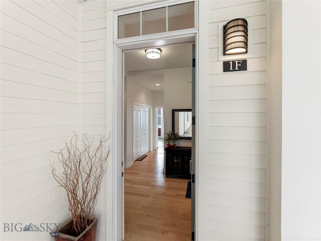 hall featuring light wood-style floors