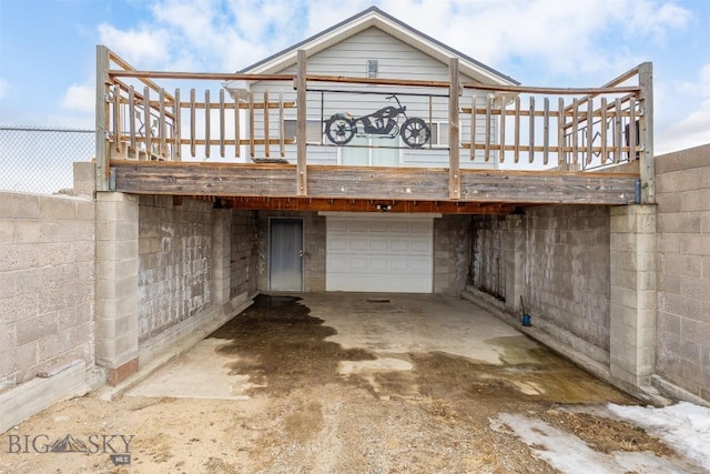 exterior space featuring a garage