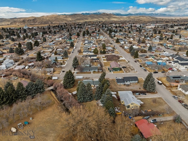 bird's eye view featuring a mountain view and a residential view