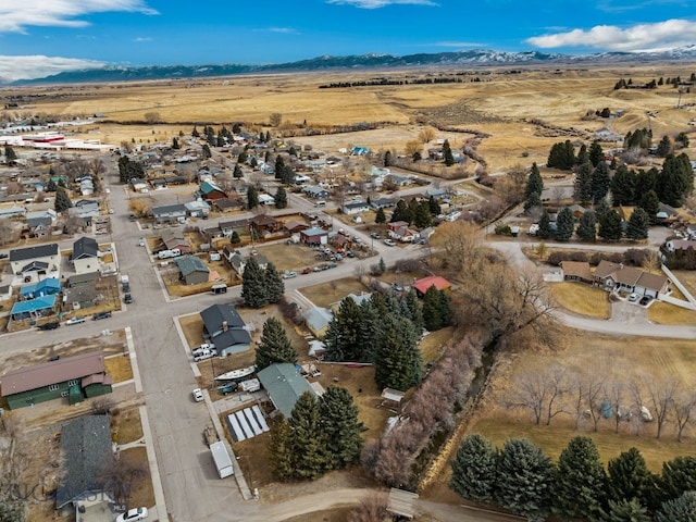 aerial view with a mountain view